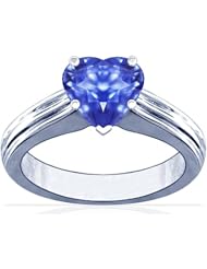 14K White Gold Heart Cut Blue Sapphire Solitaire Ring (GIA Certificate)
