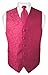 Men's Paisley Design Dress Vest & NeckTie HOT PINK FUCHSIA Color Neck Tie Set