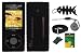Black Silicone Skin Case Cover + LCD Screen Protector + Belt Clip + Adjustable Armband + Lanyard + Fishbone Keychain for Apple iPod Nano 5th Generation 5G, 8GB,16GB Series Bundle Kit Set