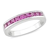 Sterling Silver Created Pink Sapphire Eternity Ring