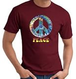 PEACE TIE DYED Sign Symbol Adult T-shirt Tee Shirt - Athletic Maroon Color