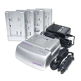 Omnisource Univ Battery Charger for OmniSource for 3.6 to 7.4V Lithium Ion batteries, 100VAC / 12 VDC with adapter plates for Canon BP2L12,BP511,BP522,BP535,BP911,BP927,BP941,NB1L,NB2L,MB3L.