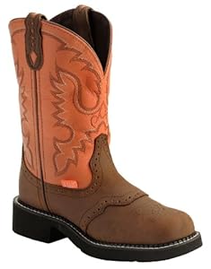 Justin Boots Women's L9907 11-Inch Bay Apache/Coral W/Saddle 5.5 B US