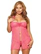 Plus Size Strapless Bandeau Pink Babydoll Womens Sexy Lingerie With Vibrator