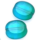 Czech Glass Table Cut Window Beads 9x10mm Cushion - Aqua / Green (10)