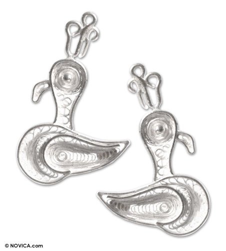 Earrings, 'Baby Ducks' 0.8 W 1.2 L