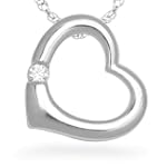 Sterling Silver Round Diamond Solitaire Heart Pendant (1/20 cttw)