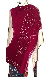 Tie and Dye Embroidered Shawls Wool Fabric Wrap Clothing from India 80 inches x 35 inches (tdswl287)