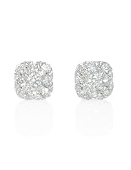 Diamond 18k White Gold Cluster Earrings