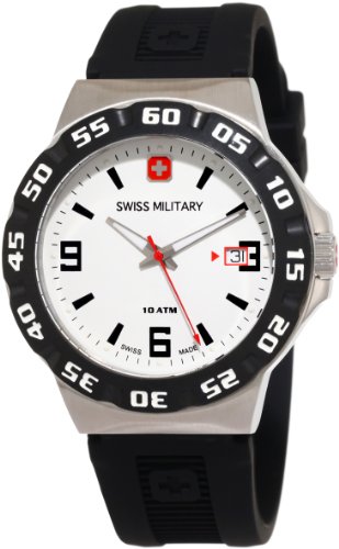 Swiss Military Calibre Men's 06-4R1-04-001 Racer White Dial Black Rubber Watch