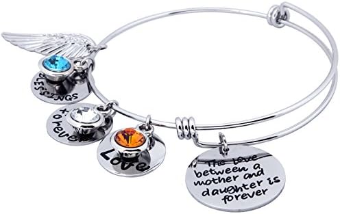 Eternal Charms Charming "The Love Between Mother and Daughter" Wire Bangle Bracelet +Gift Box Best Gift