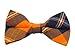 100% Cotton Navy and Tangerine Hollow Madras Plaid Pre-Tied Bow Tie