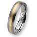 14k Gold Inlaid Brushed Titanium Ring (5.0 mm) With Wood Box - Sizes 6-13