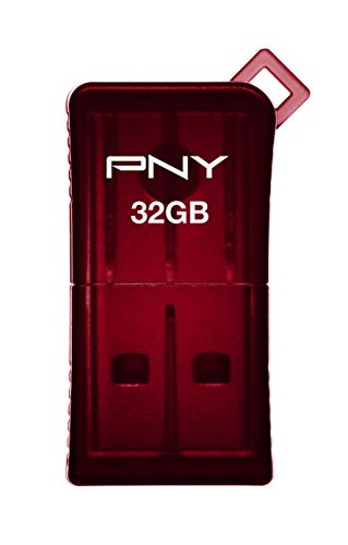 PNY Micro Sleek Attache 32GB USB 2.0 Flash Drive, Red (P-FDU32GSLK/RED-GE)