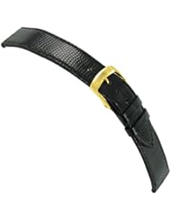 14mm Morellato Genuine Lizard Flat Stitched Black Ladies Watch Band Regular