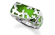 Rectangular Stainless Steel Women's Ring with green resin inlay
