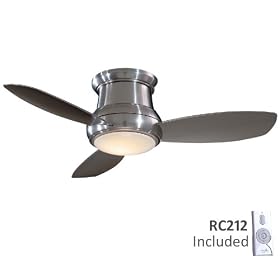 Minka-Aire Fans F519-BN 52" Concept II Contemporary Flush Mount Nickel Ceiling Fan w/ Light, Remote