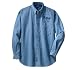 Personalized custom embroidered cycling design on denim shirt