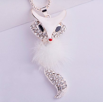 Buyinhouse Creative Attractive Charming Trendy Stylish Fox Diamonds Gem Gemstones Rhinestones Pendant Long Necklace