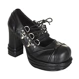 VAMPIRE-03 Black Goth 3 Chunky Heel D-Ring Lace-Up Mary Janes-6