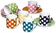 Classic Coffee & Tea White Dots Espresso Cups & Saucers, Set of 6, Assorted from Yedi Houseware