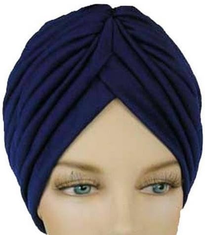 Radiant Pleated Turban Hat Head Cover Sun Cap (blue)