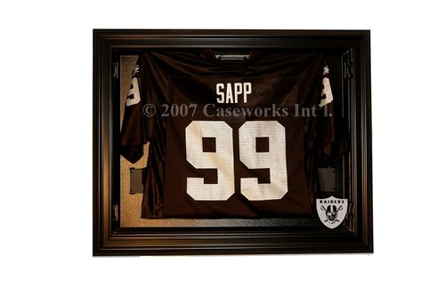 Oakland Raiders Football Jersey Display Case with Removable Face and Black Finish Frame