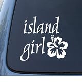 ISLAND GIRL - Hawaii Hibiscus - Car, Truck, Notebook, Vinyl Decal Sticker #1162 | Vinyl Color: White