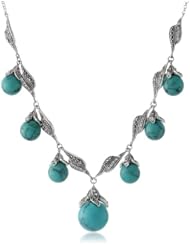 Judith Jack "Paradise" Marcasite Turquoise Crystal Bead Drop Off Frontal Necklace, 18"