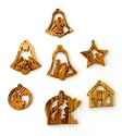 Olive Wood Complete 7-Piece Christmas Ornament Set. Nativity Story.