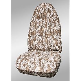 Shear Comfort Custom Pontiac Torrent Seat Covers - FRONT ROW: Low Back Buckets w/ Passenger Fold Flat Seat and Adjustable Headrests (2006-2009) - Digital Camo Tan