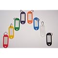 16 Plastic key tag labels with name cards - 2 sets each of 8 different colours