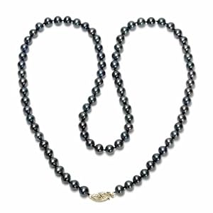 14k Yellow Gold Dyed Peacock Black Freshwater Cultured Pearl AA Grade 5.5-6mm... by Amazon.com Collection