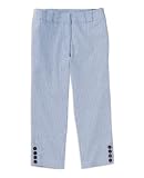 Blue Button Cuff Capri