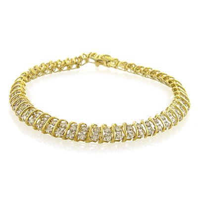 10K Yellow Gold 2 Carat Diamond Tennis Bracelet 7