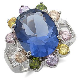 cocktail ring multi-colored CZ