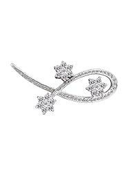 Cubic Zirconia and Sterling Silver Flower Pin