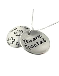 Autism Sterling Silver Personalized Hand Stamped Locket Necklace