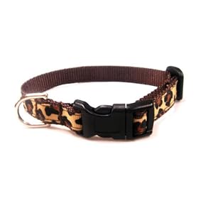 Xsmall Natural Leopard Dog Collar: 1/2