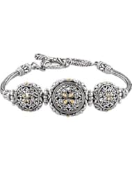 Sterling Silver Bracelet with 18KY Accents & Adjustable Toggle Sterling Silver & 18K Yellow 69912