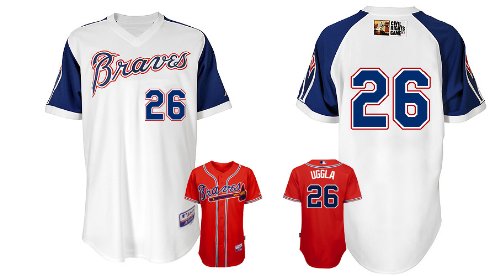 Atlanta Braves Authentic MLB Jerseys #26 Uggla Throwback White Cool Base BASEBALL Jersey SIZE 48