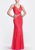 David's Bridal Sleeveless Beaded Gown with X Back Detail Style 50420