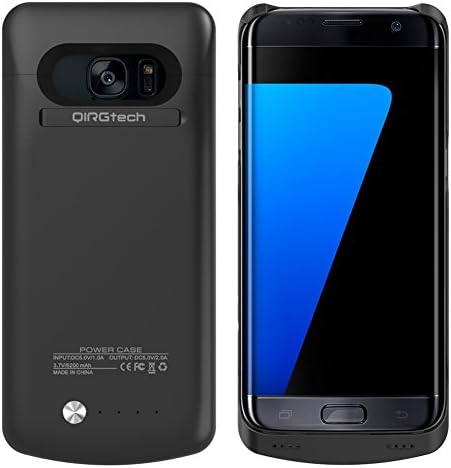 Galaxy S7 Edge Charger Case, Qirg 5200 mAh Portable External Backup Battery Charger Cover Case Pack for Samsung Galaxy S7 Edge Rechargeable Power Bank Case (Black)