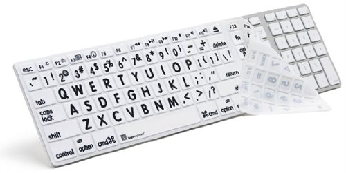 APPLE MAC LARGE PRINT White Keyboard Cover with Black Large Print