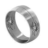 Stainless Steel Polished Finish 7mm Wide Spider Cut outs Band Ring Size 7, 8, 9, 10, 11, 12, 13
