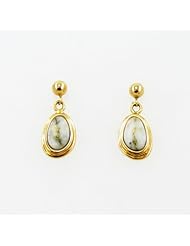 Gold Quartz and Solid 14k Gold Drop Earrings