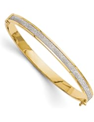 14k Yellow gold Leslies Fancy Glitter Infused Hinged Bangle