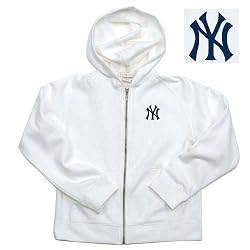 New York Yankees MLB Girls "Lucky" Full Zip Hooded Jacket (White)