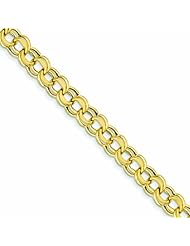 14K Gold Lite 8mm Double Link Charm Bracelet 7.25 Inches