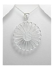 Flower Pendant Necklace In 92.5 Sterling Silver